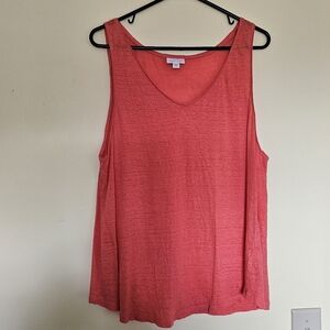 J Jill Women's Pink Sleeveless Top Size XL Linen Coastal Beachy Summer‎ Tank Top